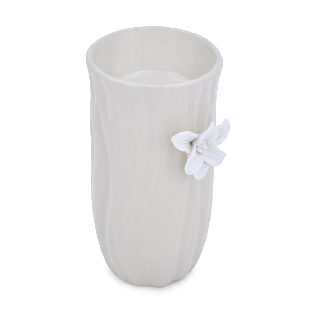 Elan Flora Oval Lily Candle Holder- Cream & White, Medium