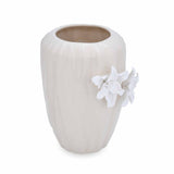 Elan Flora Semi Oval Dual Lily Medium Vase- Cream & White