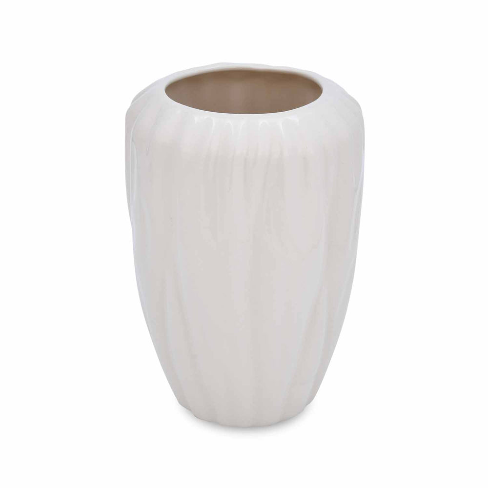 Elan Flora Semi Oval Dual Lily Medium Vase- Cream & White