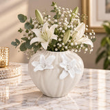 Elan Flora Dual Lily Pot Vase- Cream & White