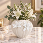 Elan Flora Dual Lily Pot Vase- Cream & White