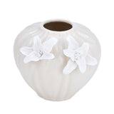 Elan Flora Dual Lily Pot Vase- Cream & White
