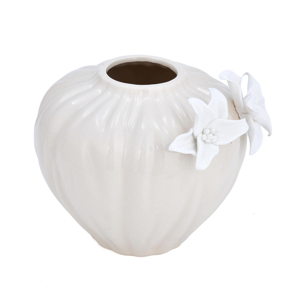 Elan Flora Dual Lily Pot Vase- Cream & White