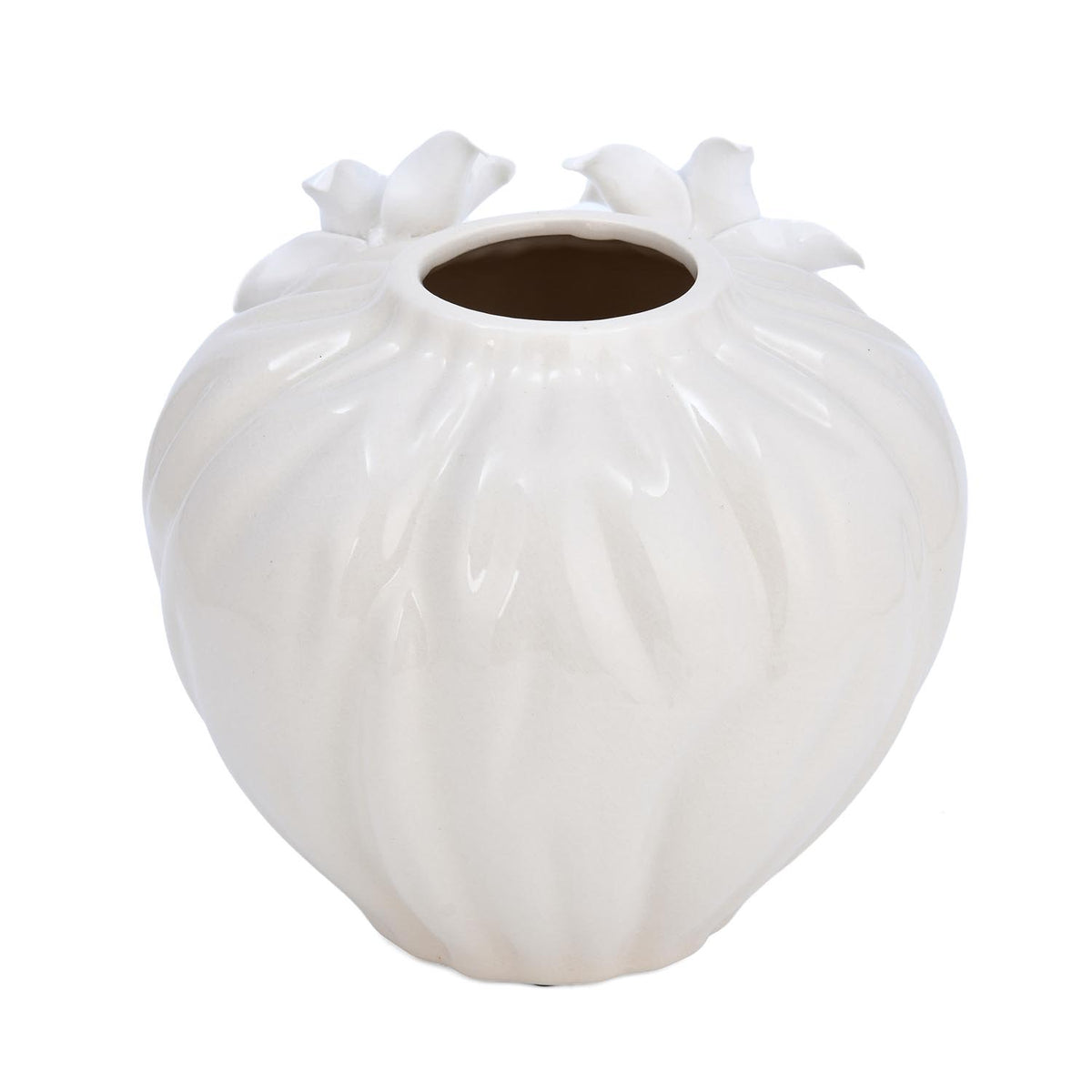 Elan Flora Dual Lily Pot Vase- Cream & White