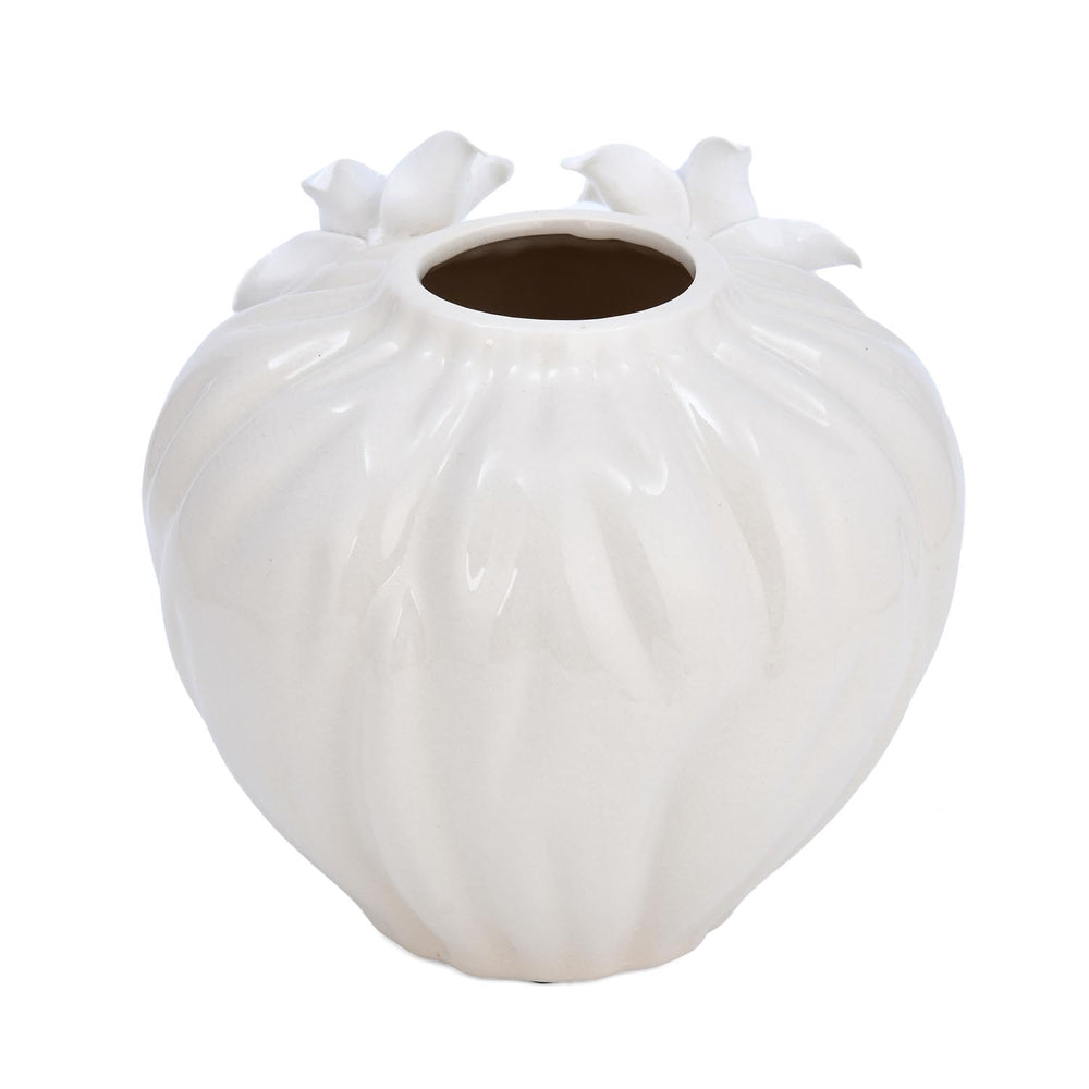 Elan Flora Dual Lily Pot Vase- Cream & White