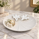 Elan Flora Round Lily Platter- Cream & White