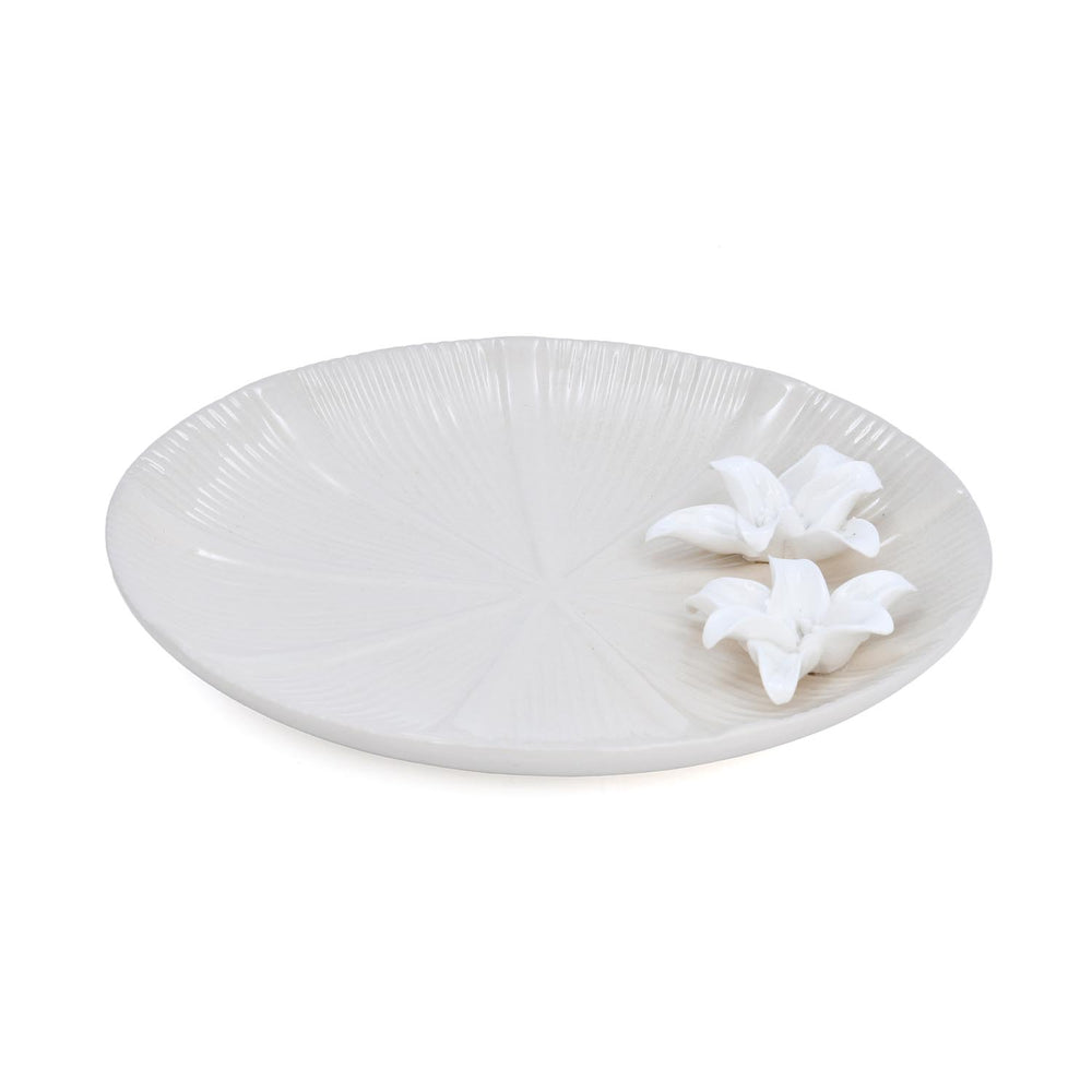 Elan Flora Round Lily Platter- Cream & White