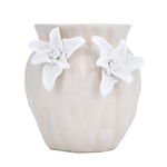 Elan Flora Oval Dual Lily Small Vase- Cream & White
