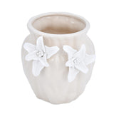 Elan Flora Oval Dual Lily Small Vase- Cream & White