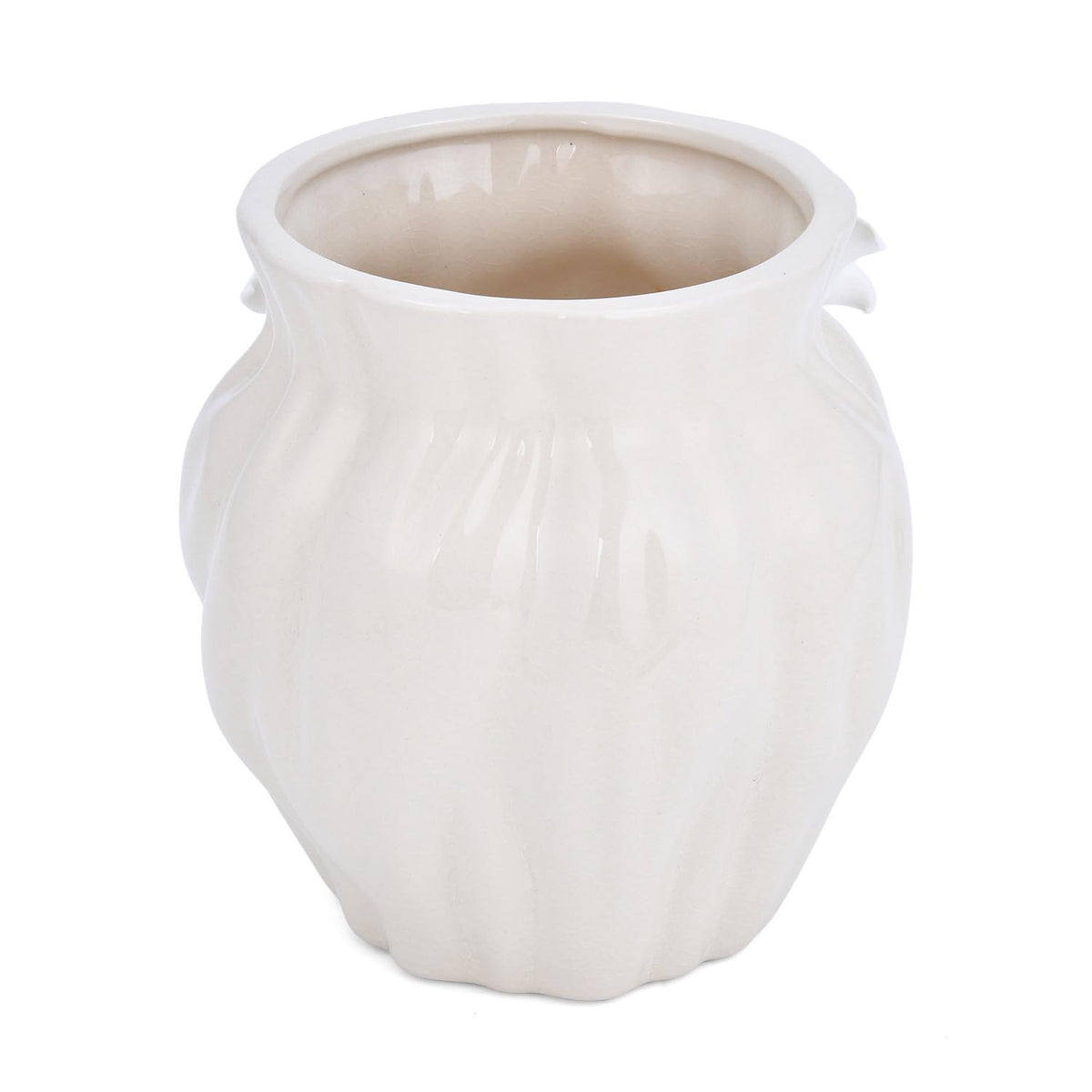 Elan Flora Oval Dual Lily Small Vase- Cream & White
