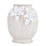 Elan Flora Oval Dual Lily Medium Vase- Cream & White