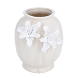 Elan Flora Oval Dual Lily Medium Vase- Cream & White