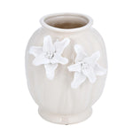 Elan Flora Oval Dual Lily Medium Vase- Cream & White