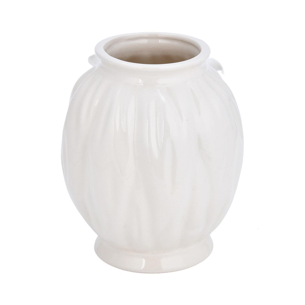 Elan Flora Oval Dual Lily Medium Vase- Cream & White