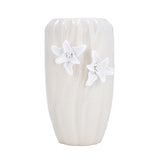 Elan Flora Semi Oval Dual Lily Large Vase- Cream & White