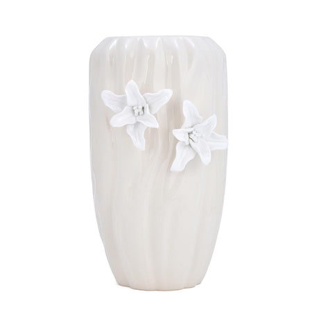 Elan Flora Semi Oval Dual Lily Large Vase- Cream & White