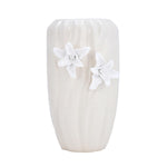 Elan Flora Semi Oval Dual Lily Large Vase- Cream & White