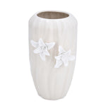 Elan Flora Semi Oval Dual Lily Large Vase- Cream & White