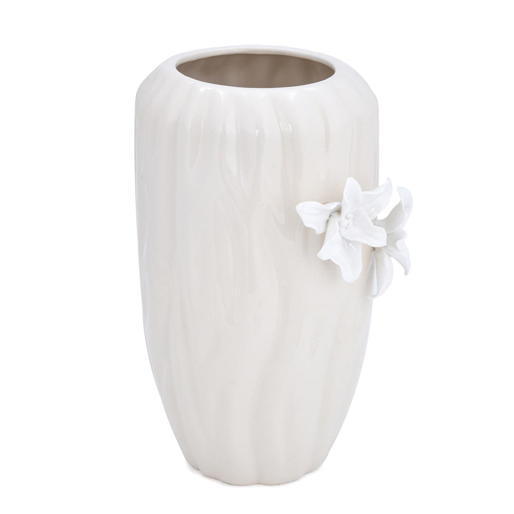 Elan Flora Semi Oval Dual Lily Large Vase- Cream & White