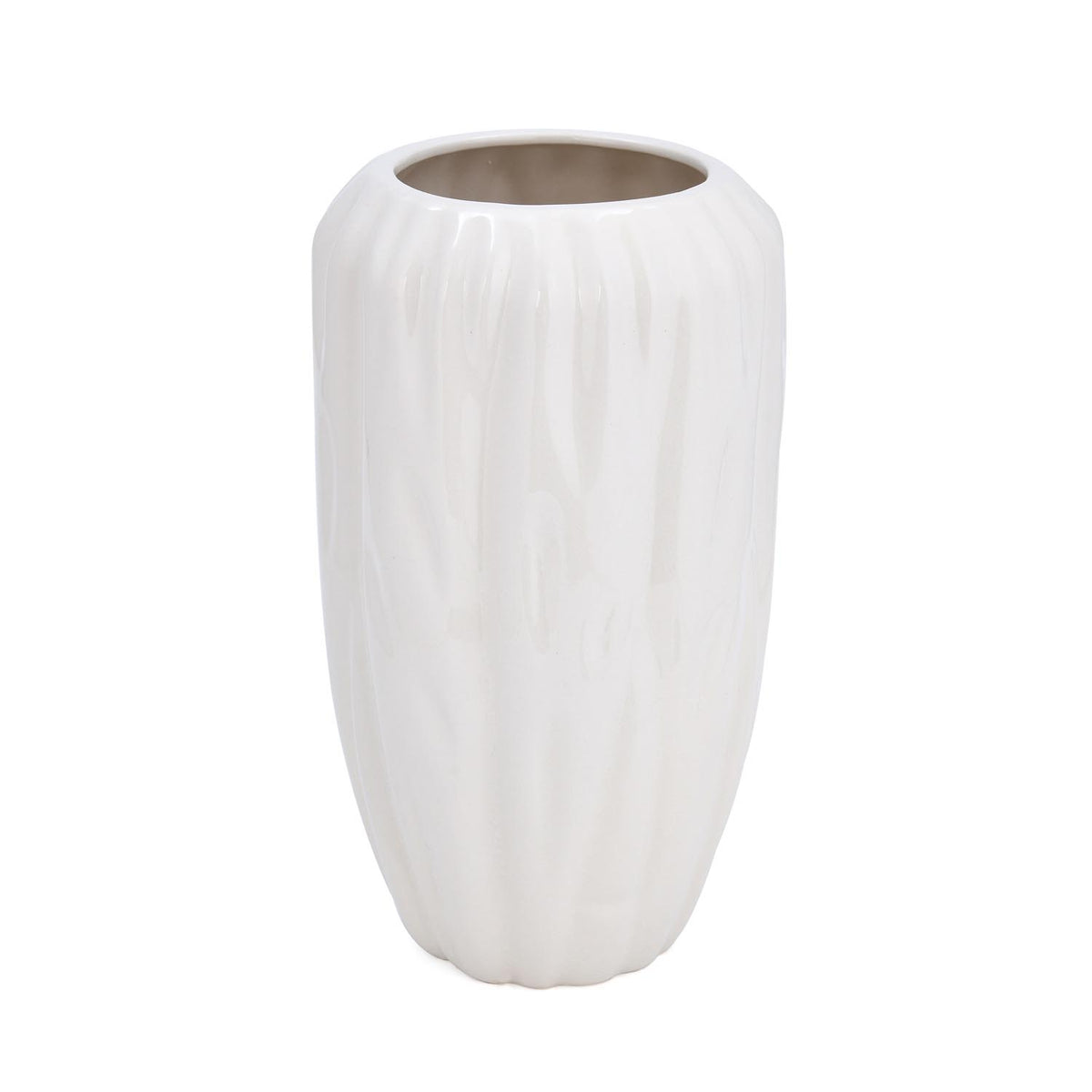 Elan Flora Semi Oval Dual Lily Large Vase- Cream & White