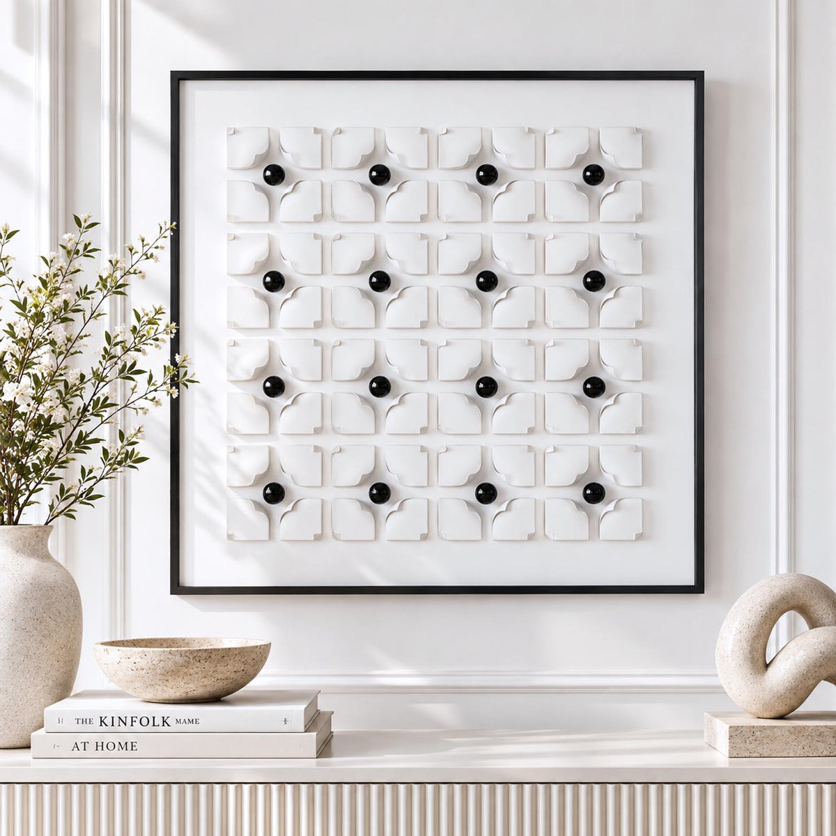 Art Couture Black Grid Wall Art- Multicolor