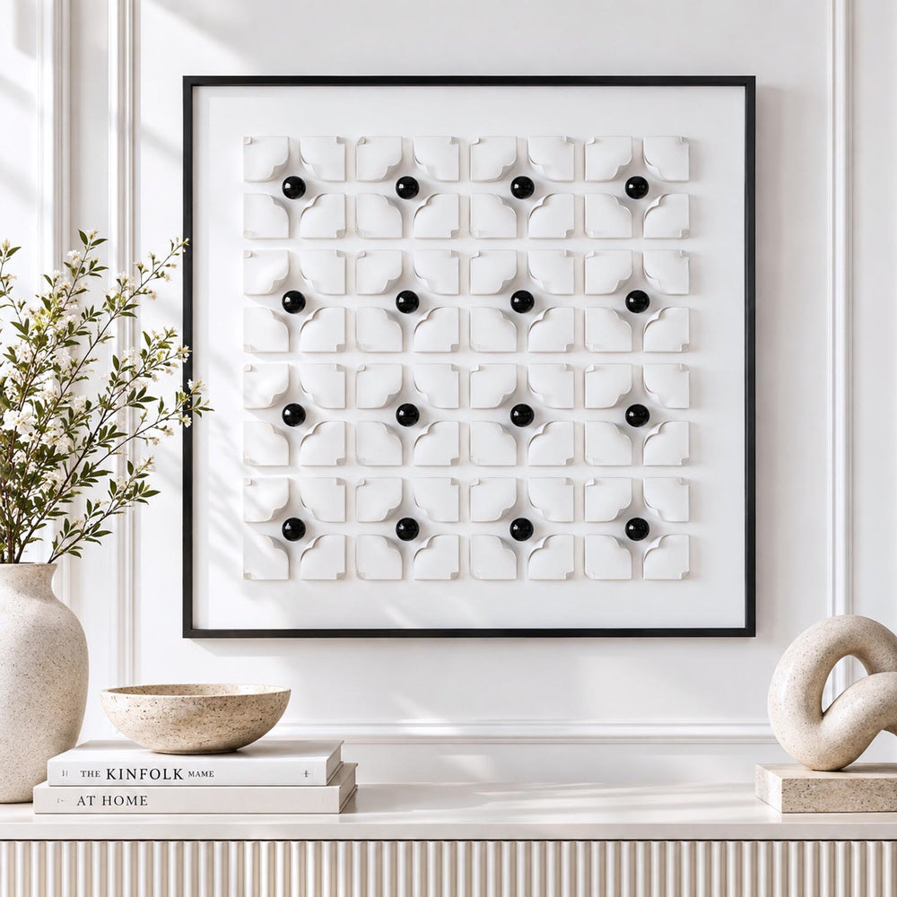 Art Couture Black Grid Wall Art- Multicolor
