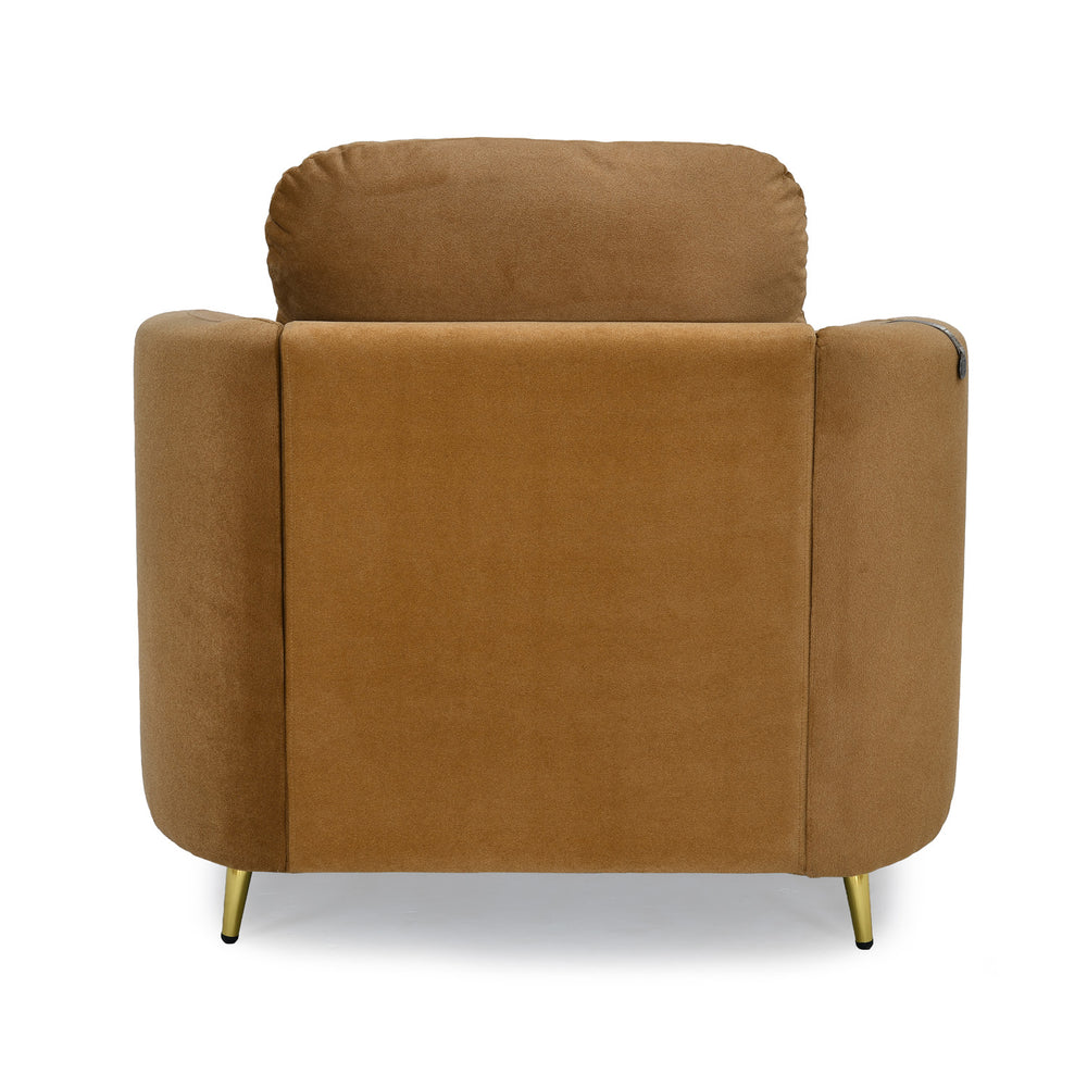 Arch 1 Seater Fabric Sofa- Rust Brown