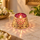 Golden Bloom Decorative Votive Tealight Candle Holder- Golden & Pink