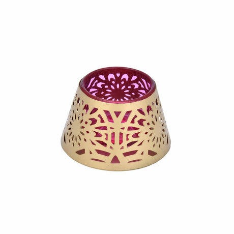 Golden Bloom Decorative Votive Tealight Candle Holder- Golden & Pink