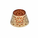 Golden Bloom Decorative Votive Tealight Candle Holder- Golden & Orange