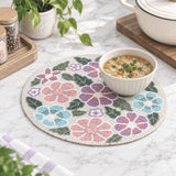 Petal Poetry Round Floral Placemat- Purple and Pink