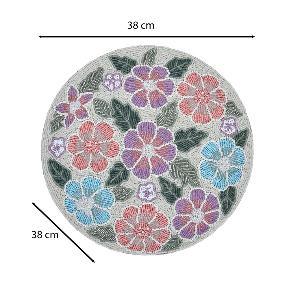 Petal Poetry Round Floral Placemat- Purple and Pink