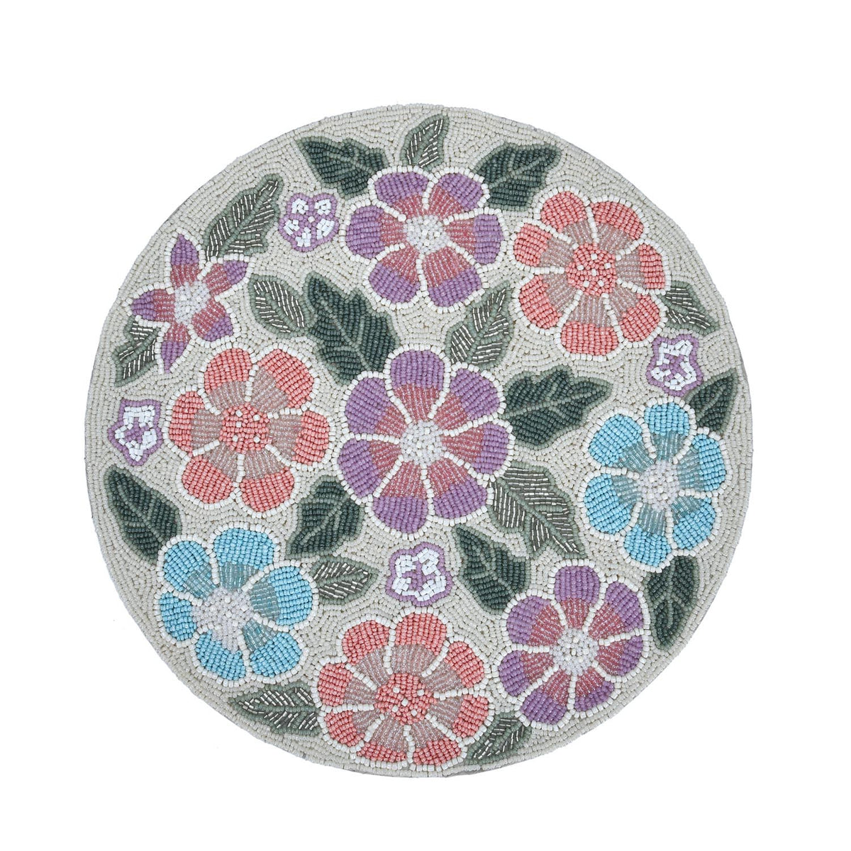 Petal Poetry Round Floral Placemat- Purple and Pink