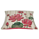 Madhuban Golden Strips 16" x 16" Cushion Cover- Cream