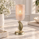 La Rosa Hurricane Candle Holder with Wing Stand- Small, Pink & Gold
