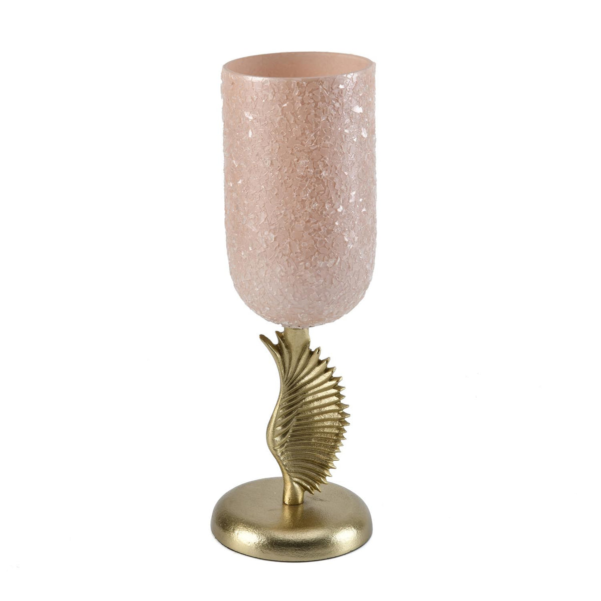 La Rosa Hurricane Candle Holder with Wing Stand- Small, Pink & Gold