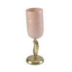 La Rosa Hurricane Candle Holder with Wing Stand- Small, Pink & Gold