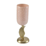 La Rosa Hurricane Candle Holder with Wing Stand- Small, Pink & Gold