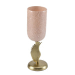 La Rosa Hurricane Candle Holder with Wing Stand- Small, Pink & Gold