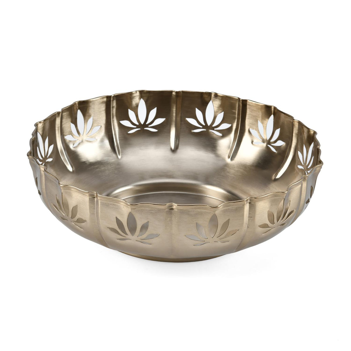 Golden Bloom Decorative Lotus Cutwork Urli- Gold