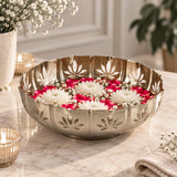 Golden Bloom Decorative Lotus Cutwork Urli- Gold