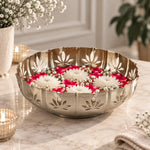 Golden Bloom Decorative Lotus Cutwork Urli- Gold