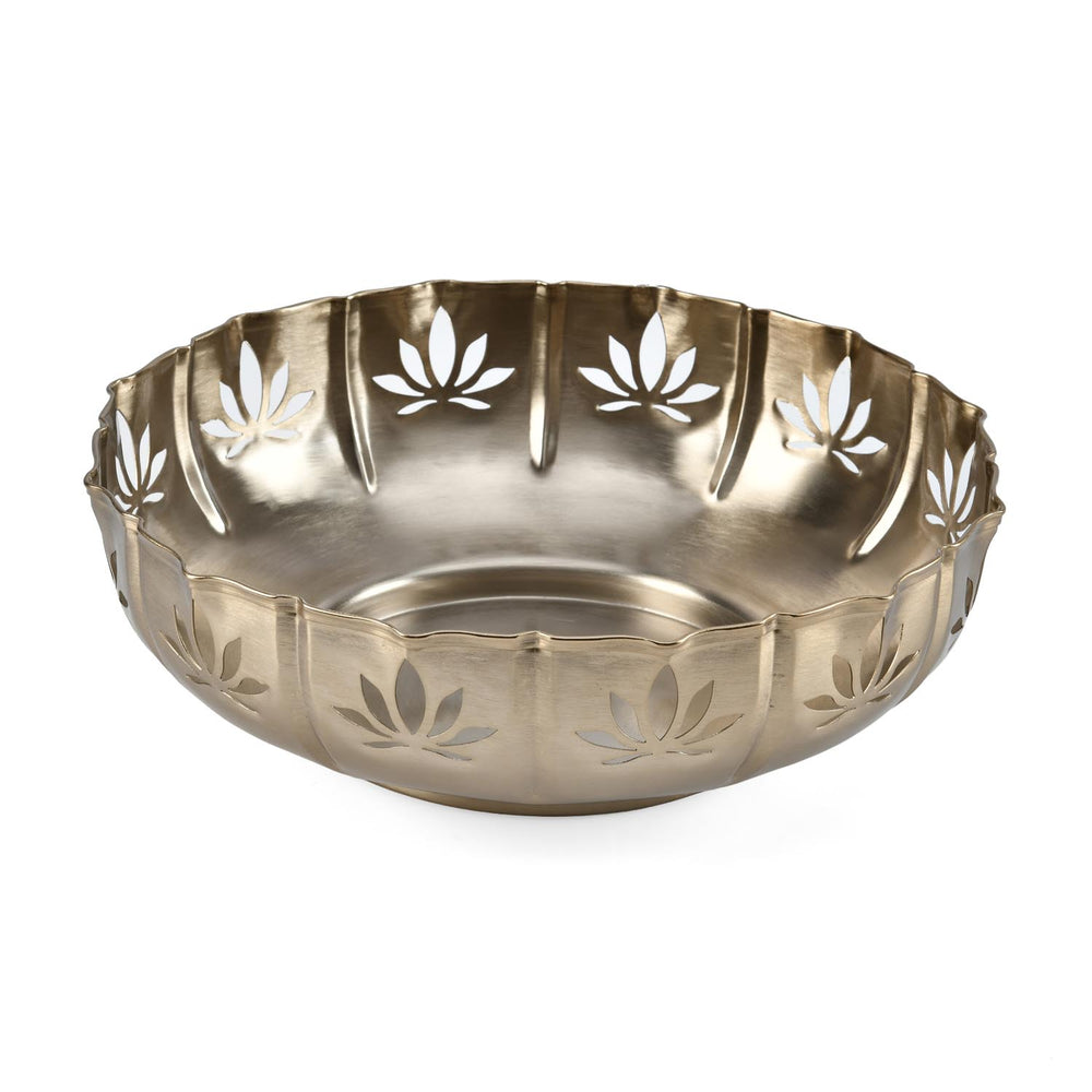 Golden Bloom Decorative Lotus Cutwork Urli- Gold