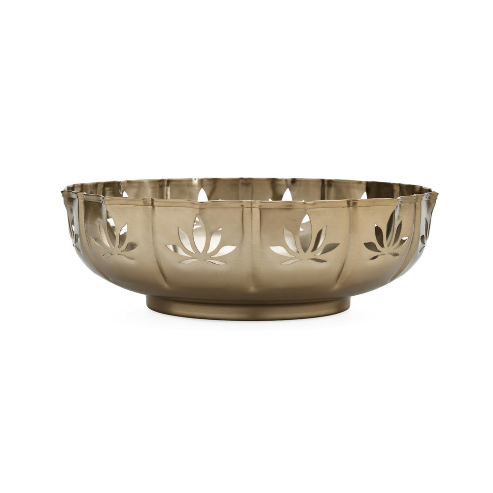 Golden Bloom Decorative Lotus Cutwork Urli- Gold