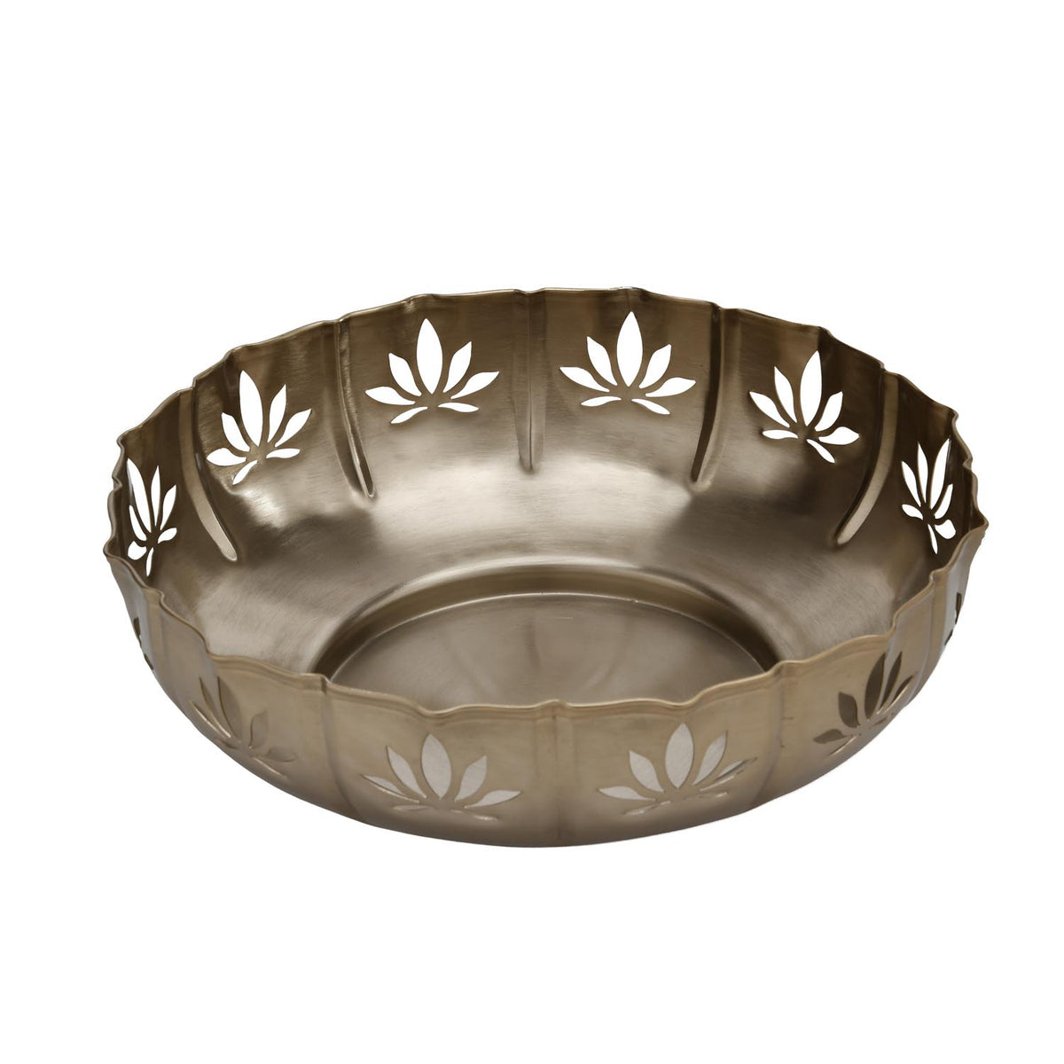 Golden Bloom Decorative Lotus Cutwork Urli- Gold