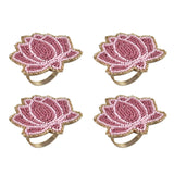 Madhuban Lotus Beaded Ring Napkin Set of 4- Pink