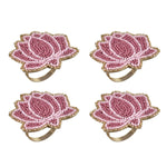 Madhuban Lotus Beaded Ring Napkin Set of 4- Pink