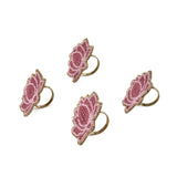 Madhuban Lotus Beaded Ring Napkin Set of 4- Pink