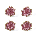 Madhuban Lotus Beaded Ring Napkin Set of 4- Pink