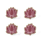 Madhuban Lotus Beaded Ring Napkin Set of 4- Pink